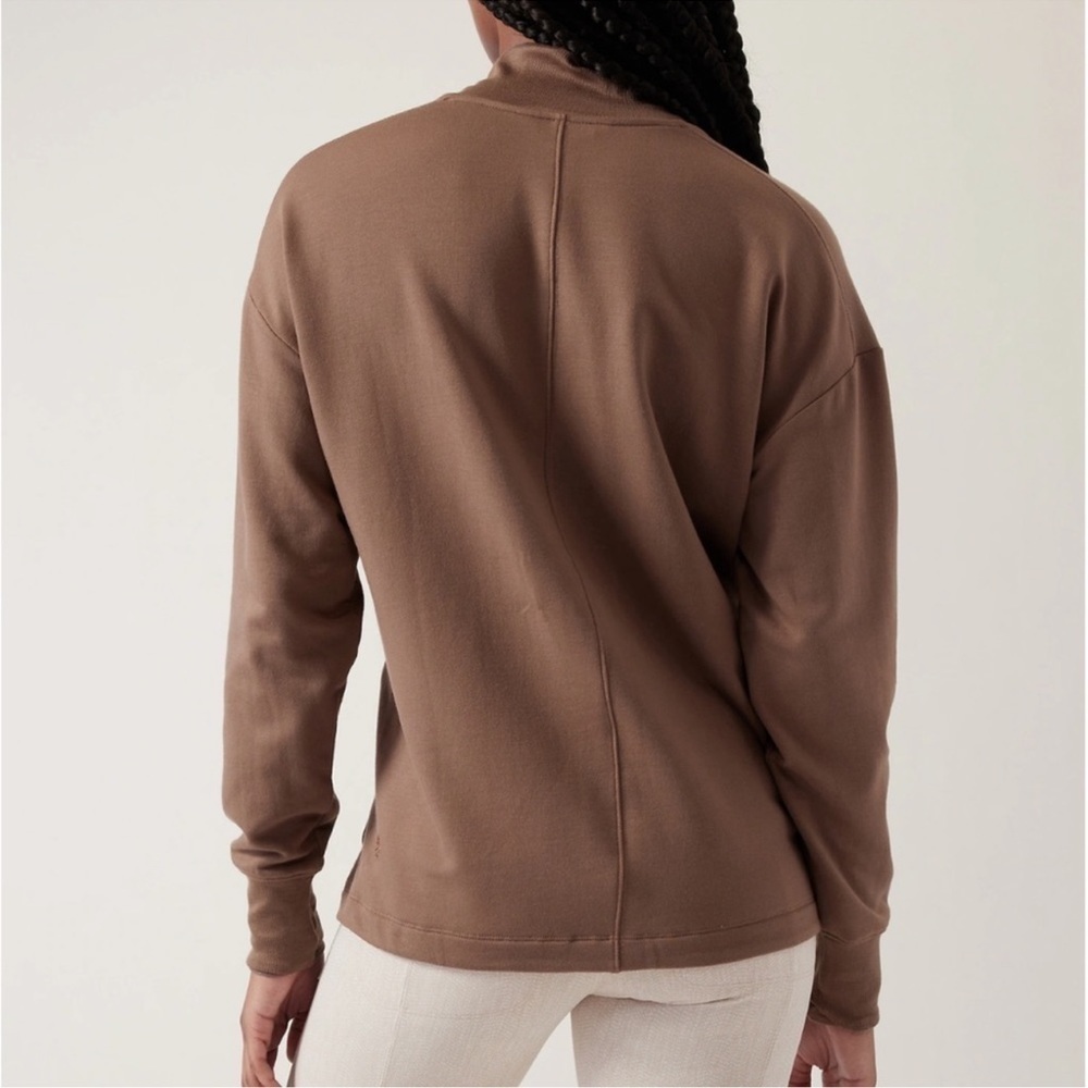 Athleta Clarity V-Neck Sweatshirt Rustic Beige - Picture 2 of 11